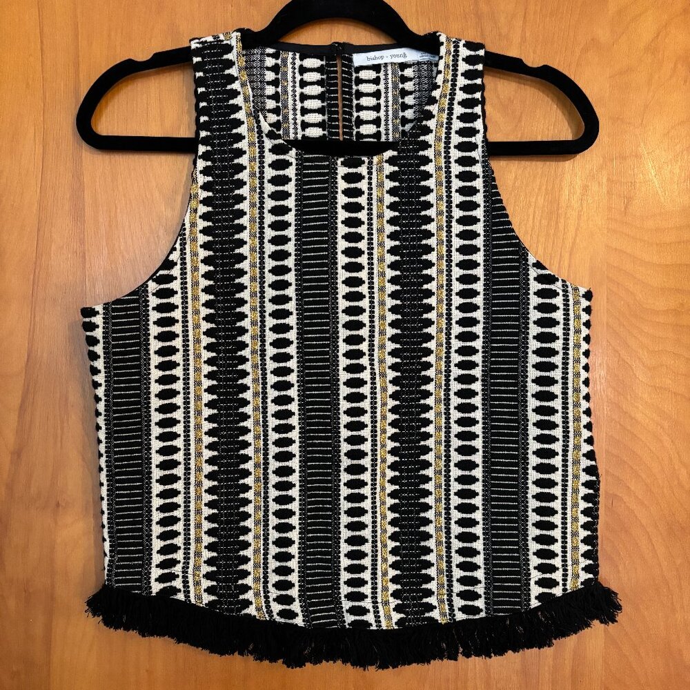 Bishop & Young Top Med Black Gold Sparkle NWOT